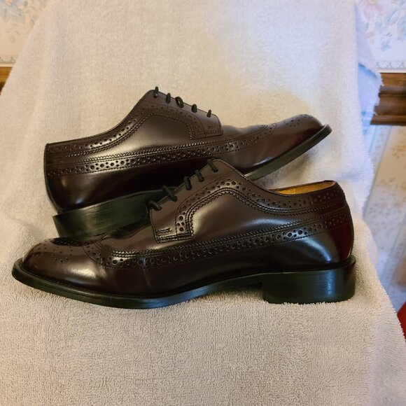 BOSTONIAN LUXE BROWN LEATHER CAP-TOE WINGTIP OXFORD-PERFORATED PUNCH-SIZE 7.5M main image 12